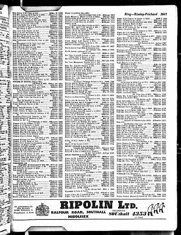 Rippington (Annie Louisa) 1960 Phonebook Entry